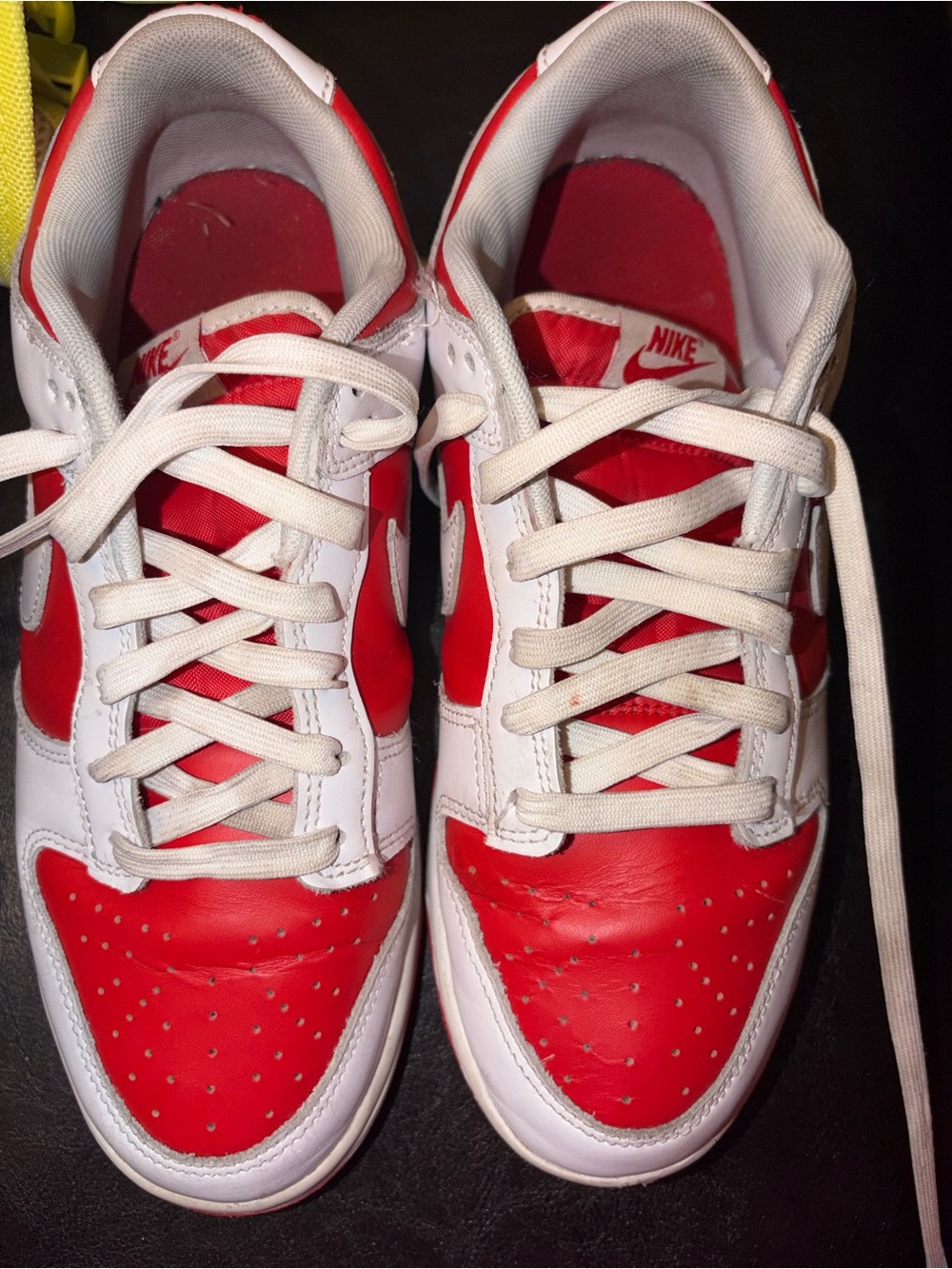 Nike White and Red Low-Top Sneakers